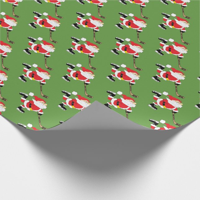 Hockey Santa Skaten Geschenkpapier (Ecke)