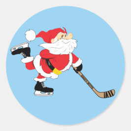 Hockey Santa Skaten Weihnachten Runder Aufkleber