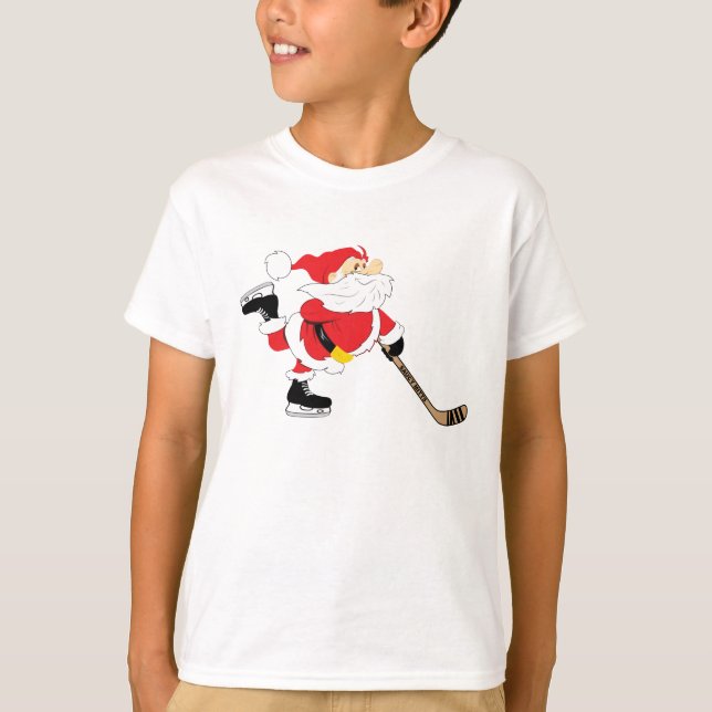 Hockey Santa Skaten Weihnachts Jugend T-Shirt (Vorderseite)