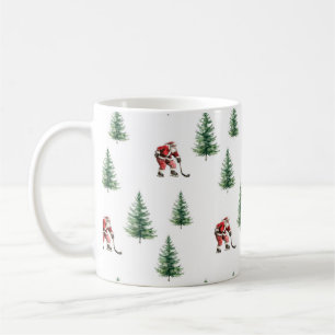 Hockey Santa und Pine Trees Weihnachten Kaffeetasse