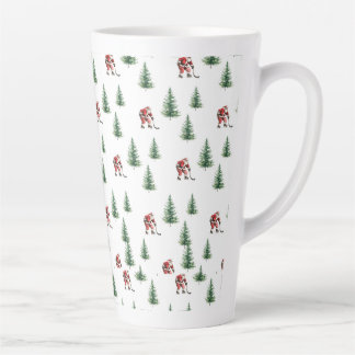 Hockey Santa und Pine Trees Weihnachten Milchtasse