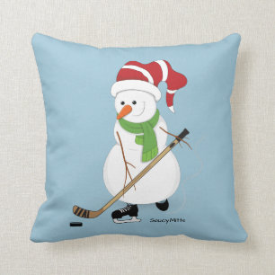 Hockey-Schneemann-Weihnachtskissen Kissen