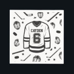 Hockey schwarz und weiß 6. Geburtstag Serviette<br><div class="desc">Schwarz und Weiß Hockey 6. Geburtstag Servietten.</div>