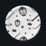 Hockey Schwarz und Weiß Geburtstag Pappteller<br><div class="desc">Schwarz-Weiß-Hockey zum Geburtstag.</div>