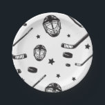 Hockey Schwarz und Weiß Geburtstag Pappteller<br><div class="desc">Schwarz-Weiß-Hockey zum Geburtstag.</div>