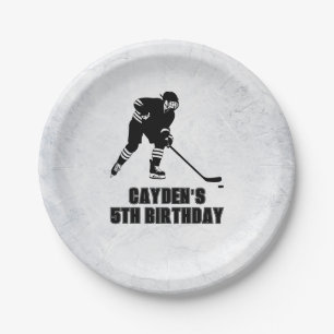 Hockey Schwarz und Weiß Geburtstag Pappteller