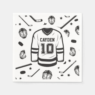 Hockey Schwarz-Weiß 10. Geburtstag Serviette