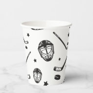 Hockey Schwarz-Weiß-Birthday Pappbecher