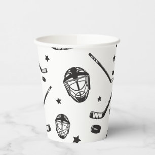 Hockey Schwarz-Weiß-Birthday Pappbecher