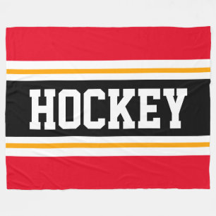 HOCKEY Schwarz-weiß Gelbe Streifen Fleecedecke