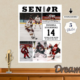 Hockey Senior Night 5 Photo Collage Poster