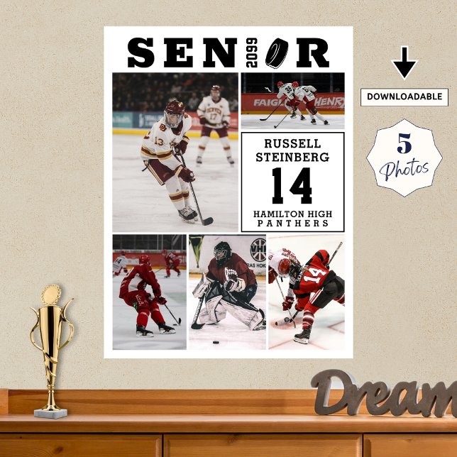 Hockey Senior Night 5 Photo Collage Poster (Von Creator hochgeladen)