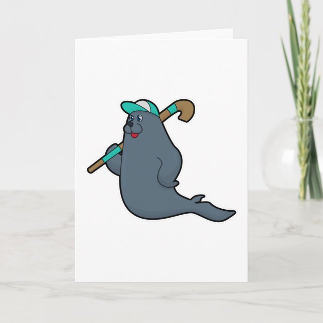 Hockey-Siegel mit Hockeystick Karte (Vorderseite)