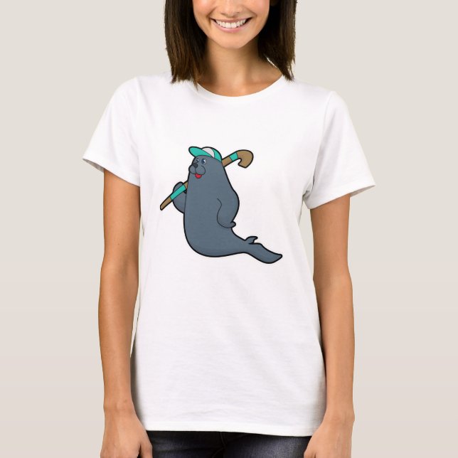 Hockey-Siegel mit Hockeystick T-Shirt (Vorderseite)