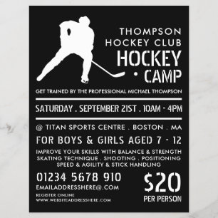 Hockey-Silhouette, Hockey-Camp-Werbung Flyer