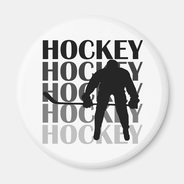 Hockey-Silhouette T - Shirt und Geschenke Magnet (Vorne)