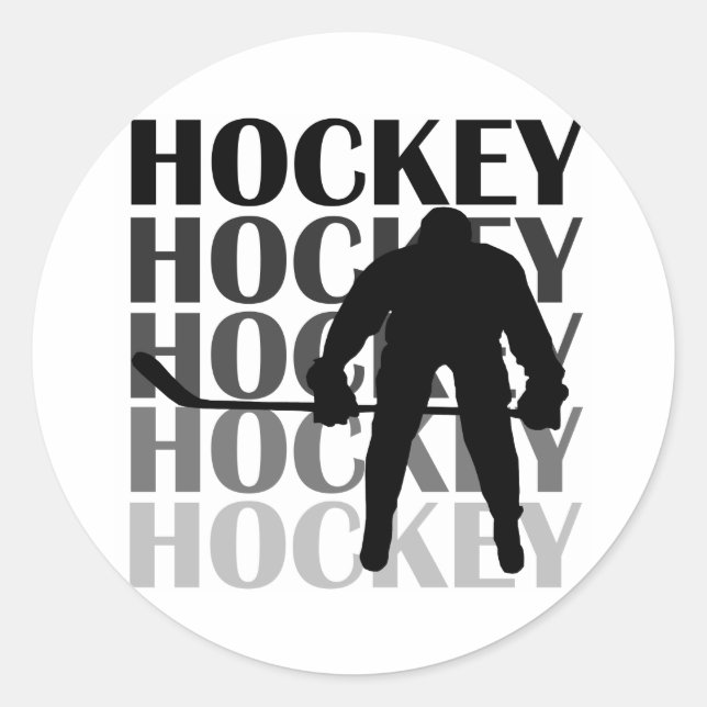 Hockey-Silhouette T - Shirt und Geschenke Runder Aufkleber (Vorderseite)