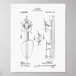 Hockey-Skate 1915 Patentart - Weißbuch Poster