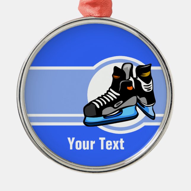 Hockey-Skate; Blau Ornament Aus Metall (Vorne)