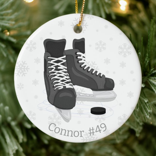 Hockey Skate Monogram Weihnachtsschmuck (Von Creator hochgeladen)