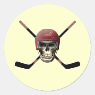 Hockey Skull & Crossed Sticks Runder Aufkleber