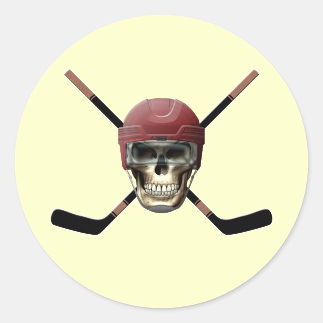 Hockey Skull Helm Runder Aufkleber (Vorderseite)