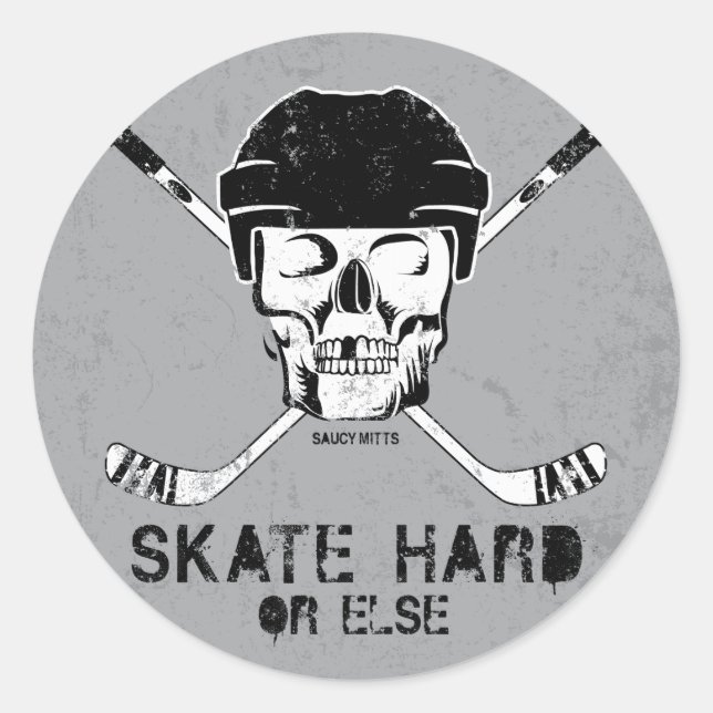 Hockey Skull Runder Aufkleber (Vorderseite)