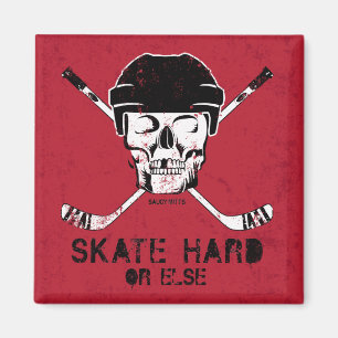 Hockey Skull und Cross Sticks Magnet