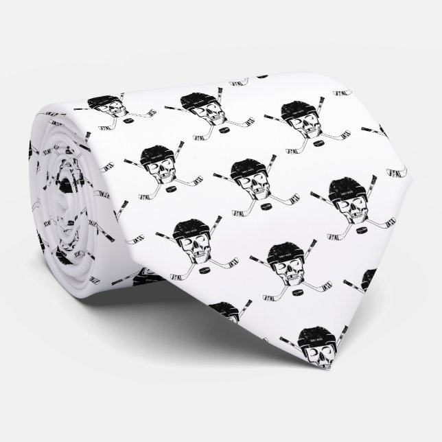 Hockey-Skull und Sticks-Krawatte Krawatte (Gerollt)