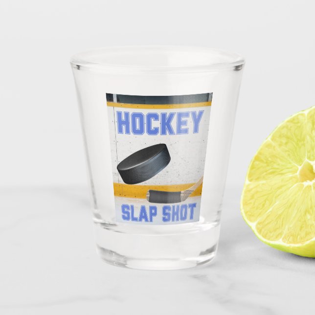 Hockey Slap Shot Schnapsglas (Vorderseite)