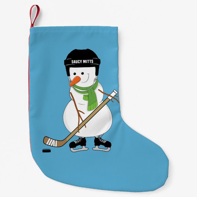 Hockey Snowman Hockey Stick und Skate Weihnachten Kleiner Weihnachtsstrumpf (Vorderseite)