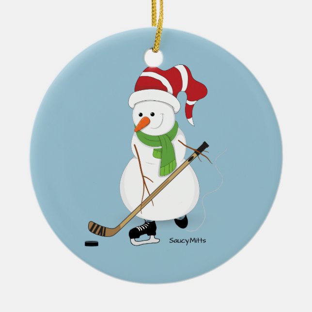 Hockey Snowman Weihnachtsschmuck (Vorne)