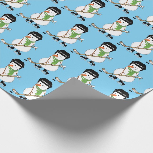 Hockey Snowman Weihnachtswrapping Paper Geschenkpapier (Ecke)