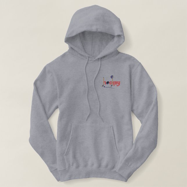 Hockey-Spaß Bestickter Hoodie (Design vorne)