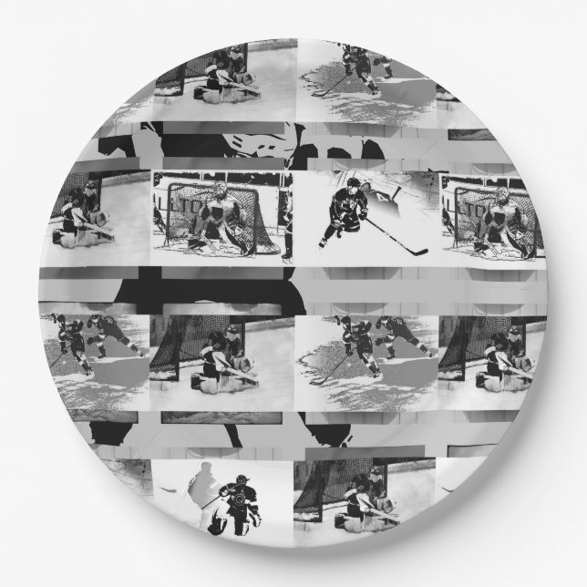 Hockey spielen - Eishockey-Spieler Pappteller (Vorderseite)