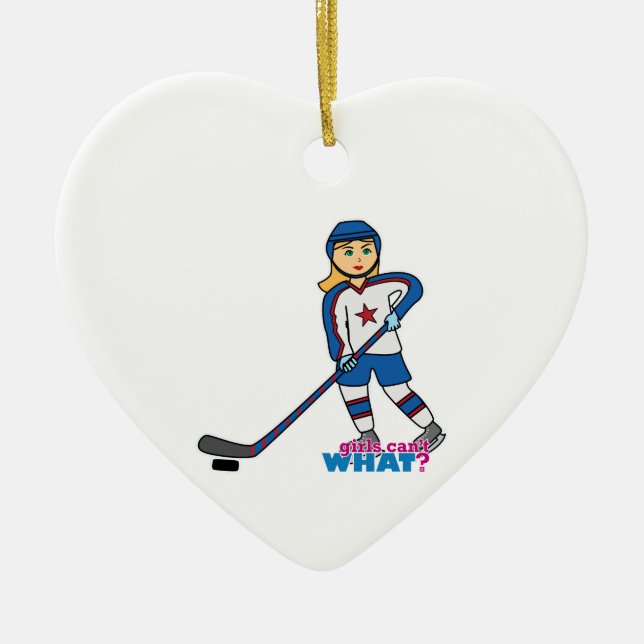 Hockey-Spieler-Girl Keramik Ornament (Vorne)