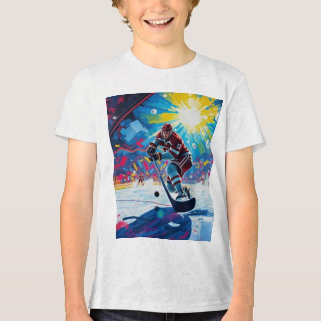 Hockey-Spieler in Goal Tri-Blend Shirt (Vorderseite)