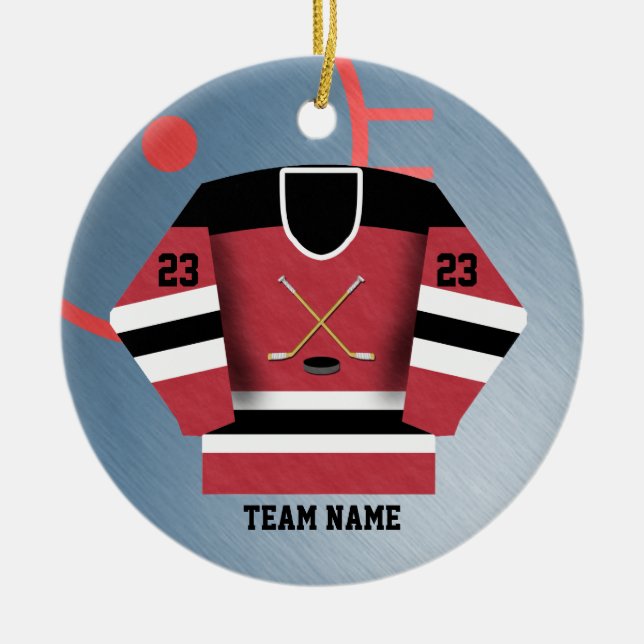 Hockey-Spieler-Jersey-Verzierung Keramik Ornament (Vorne)