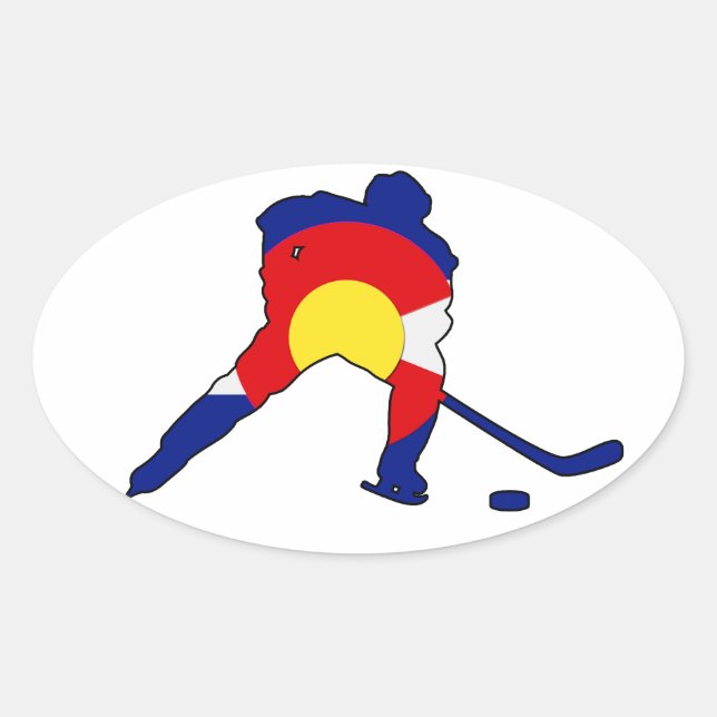 Hockey-Spieler mit Colorado-Stolz Ovaler Aufkleber (Vorderseite)