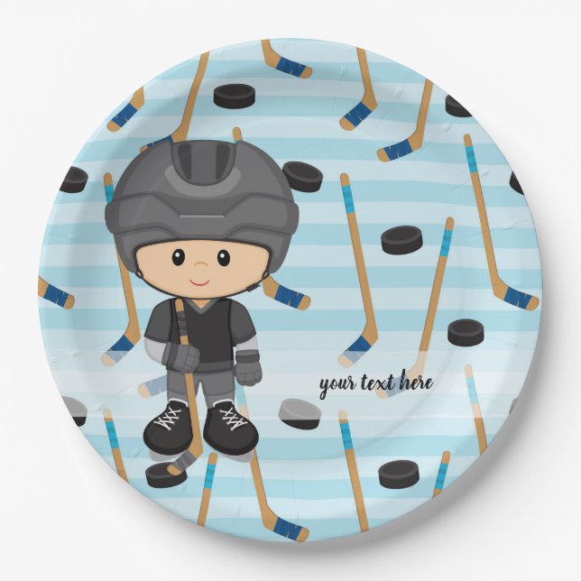 Hockey-Spieler Pappteller (Vorderseite)