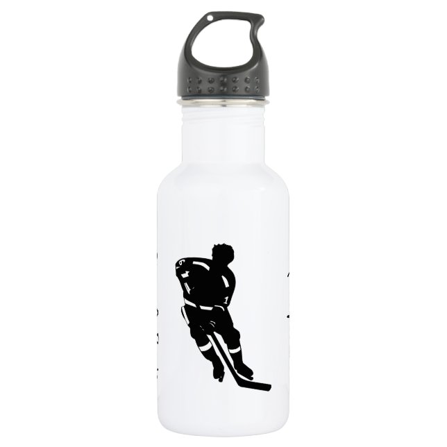 Hockey-Spieler-Sport-Entwurf Edelstahlflasche (Vorderseite)