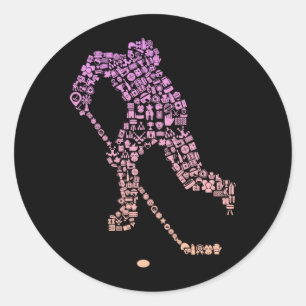 Hockey-Spieler-Symbol Hockey-Spieler-Ausrüstung _  Runder Aufkleber