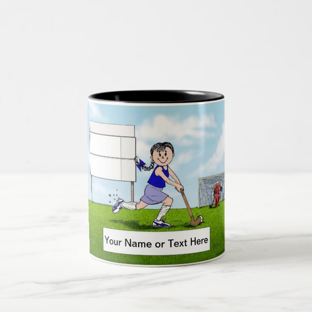 Hockey-Spieler - Weibliche Zweifarbige Tasse (Mittel)