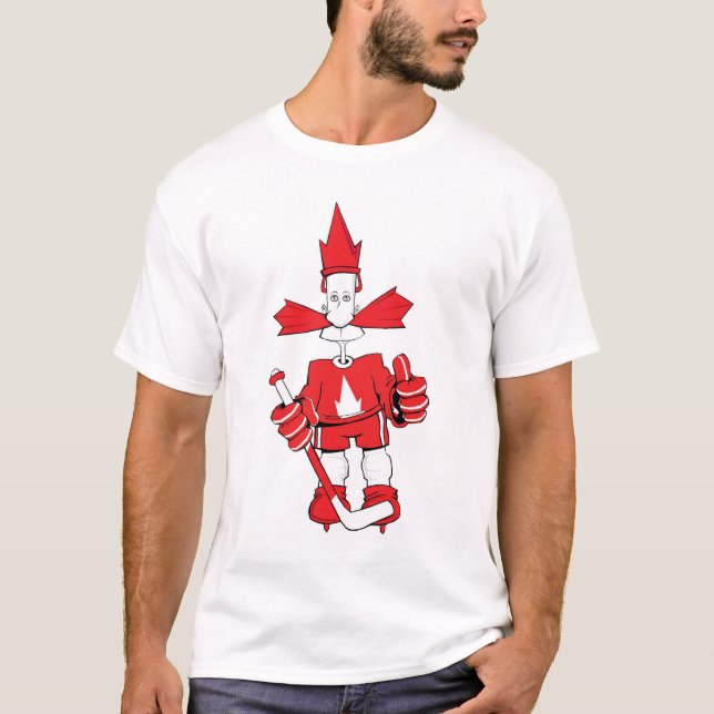 Hockey-Spieler-Weiß Kanadas stolzes T-Shirt (Vorderseite)