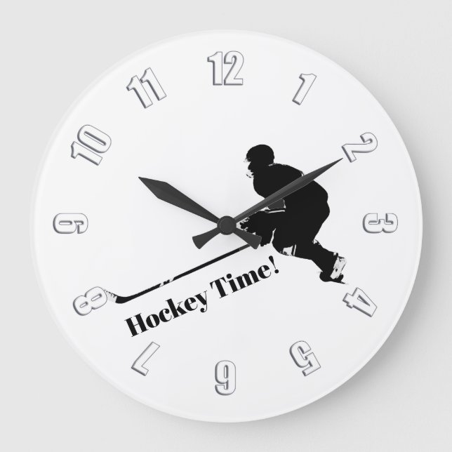 Hockey-Spieler - Winter-Sport Große Wanduhr (Vorderseite)