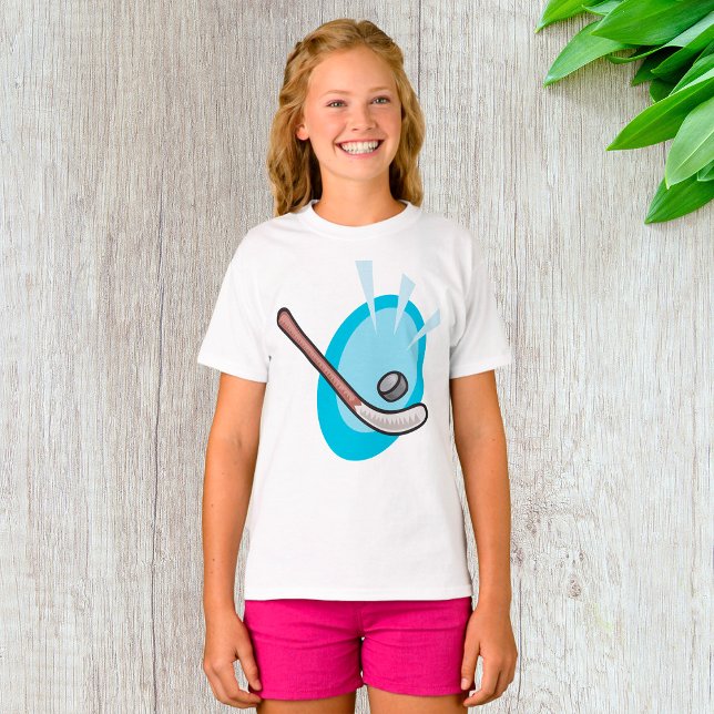 Hockey-Sportstock und Puck-T - Shirt (Von Creator hochgeladen)