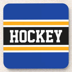 HOCKEY Sporty Navy Golden Yellow Black Stripes Getränkeuntersetzer
