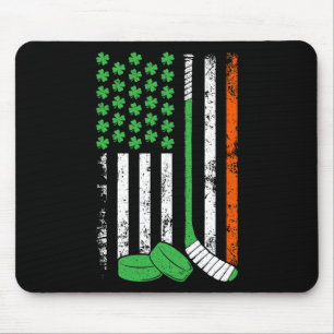 Hockey St. Patrick's Day Amerikanische Flagge Sham Mousepad
