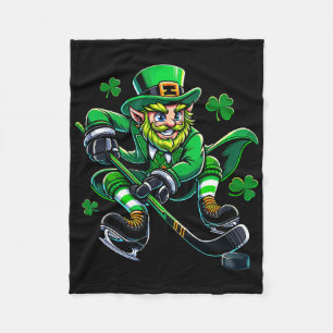 Hockey St. Patricks Day Kobold Shamrock Kleeblatt Fleecedecke