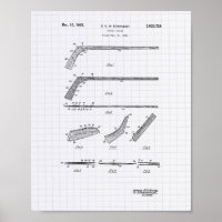 Hockey Stick 1935 Patent Art - Lined Peper